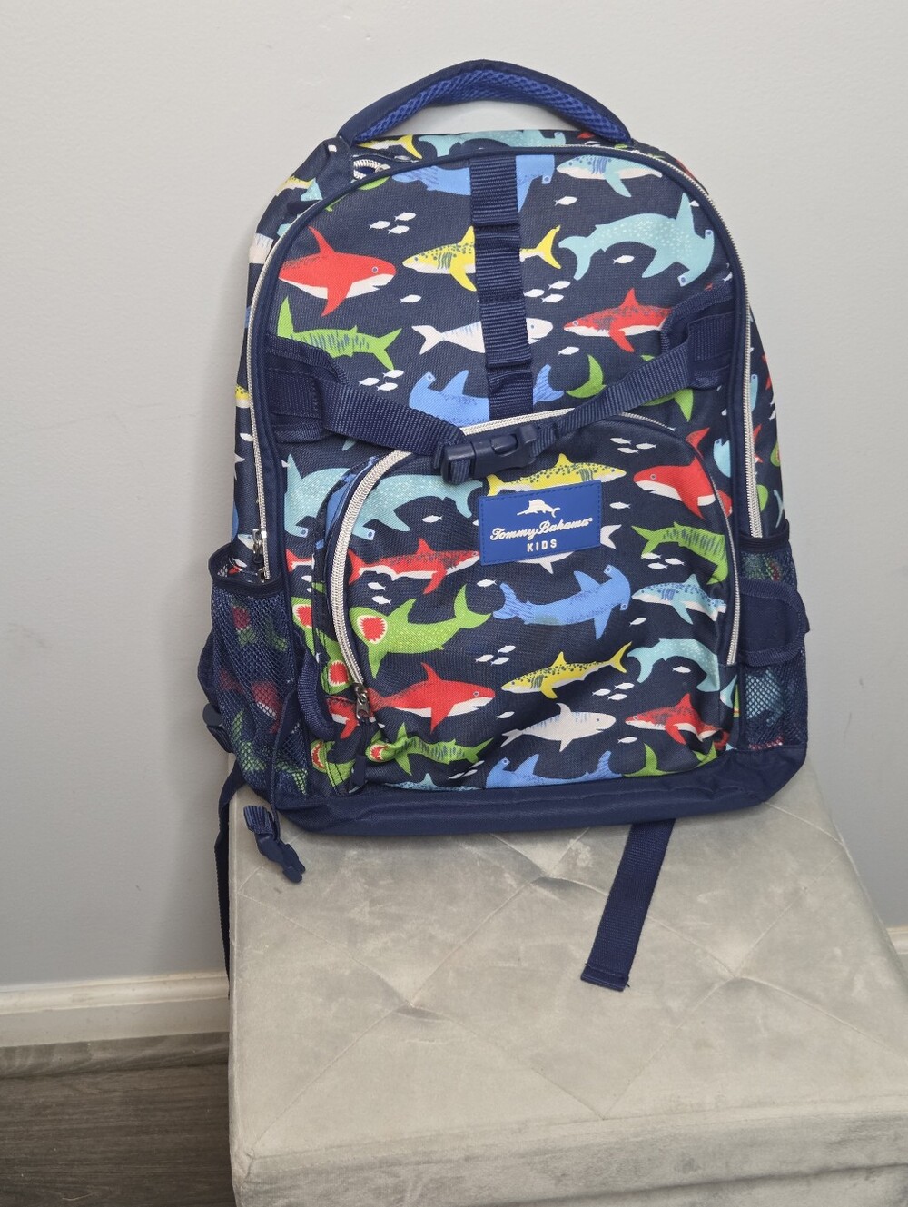 Tommy Bahama Kids Navy Shark Pattern Backpack